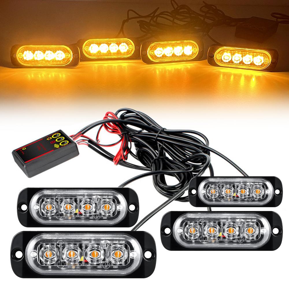 LED Emergency Light 12V 24V Amber LED Truck Car Grille Lights Flasher LED Emergency Beacon Strobe Signal Light