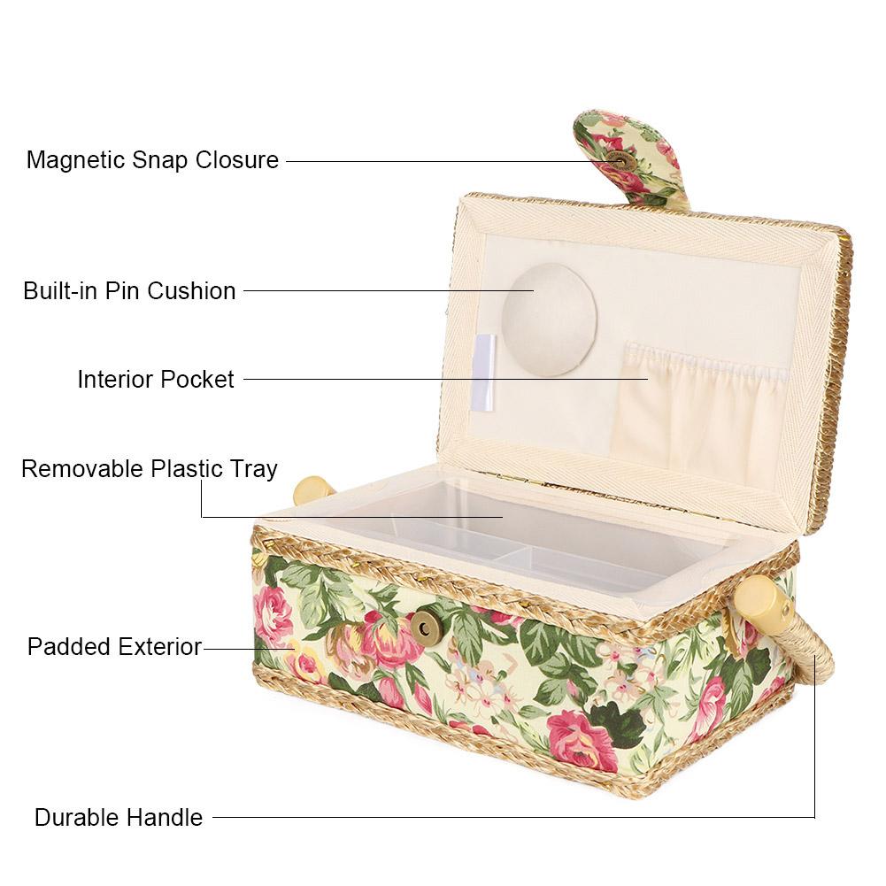 Handmade Sewing Box Cloth Sewing Storage Box Household Fabric Craft Handmade Sewing Basket Thread Needle Storage Box Organizer