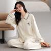 Pajamas Women's Spring and Autumn Autumn Pure Cotton Long-sleeved Cardigan Thin Cotton Women's Simple Temperament Loungewear Can Be Worn Outside