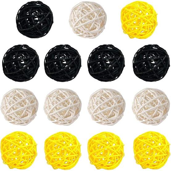 15 Pieces Wicker Rattan Balls Decorative Orbs Vase Fillers for Craft, Party, Wedding Table Decoration, Baby Shower, Aromatherapy Accessories, 2 Inch