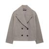 Womens Double-Breasted Wool-Blend Trench Coat With Notched Lapel Loose Fit Office Chic Outerwear In Khaki Black