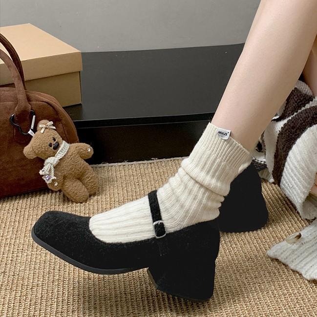 Fashion Temperament French Small Fragrant Style Thick Heel Thick-soled Fluffy Shoes Women's 2025 New Winter Height Increase Mary Jane Single Shoes