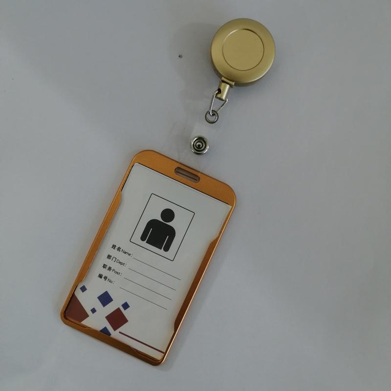 1 Set Aluminum Alloy Card Holder with ABS Retractable Badge Reel Pull ID Card Badge Holder Nurse Badge Lanyards School Supplies