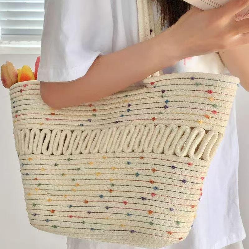 Hepburn-Style French Straw Beach Bag - Women's Large Capacity Woven Crossbody & Shoulder Bag