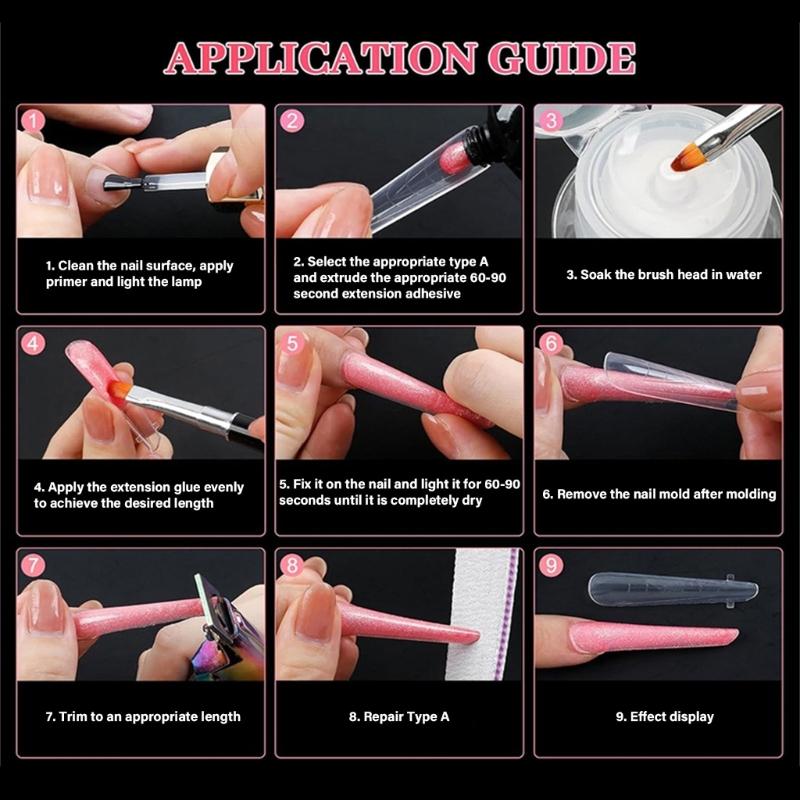 288PCS Poly Nail Gels Duals Forms Nail Builder Extension Gels Nail Mold Full Cover Acrylic False Nail Tips Duals Forms