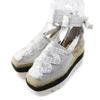Excellent Sandals Gaia Logo Lace-up Bow Espadrilles with Platform 36 Used
