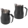 Milk Pitcher Cup 304 Stainless Steel Spout Mouth Scale Coffee Latte Pitcher Cup for Work Office Matte Black 350ml