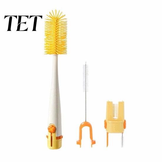 Deep Cleaning Brush 5 in 1 Silicone Cup with Long Handle, Multifunctional Detailed Corner Cleaner Brush, Non-slip Reusable for Baby Bottles Water Cups