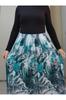 Women's Style Big Size Skirt Blue Patterned 6 Piece Combed Cotton Viscose Skirt