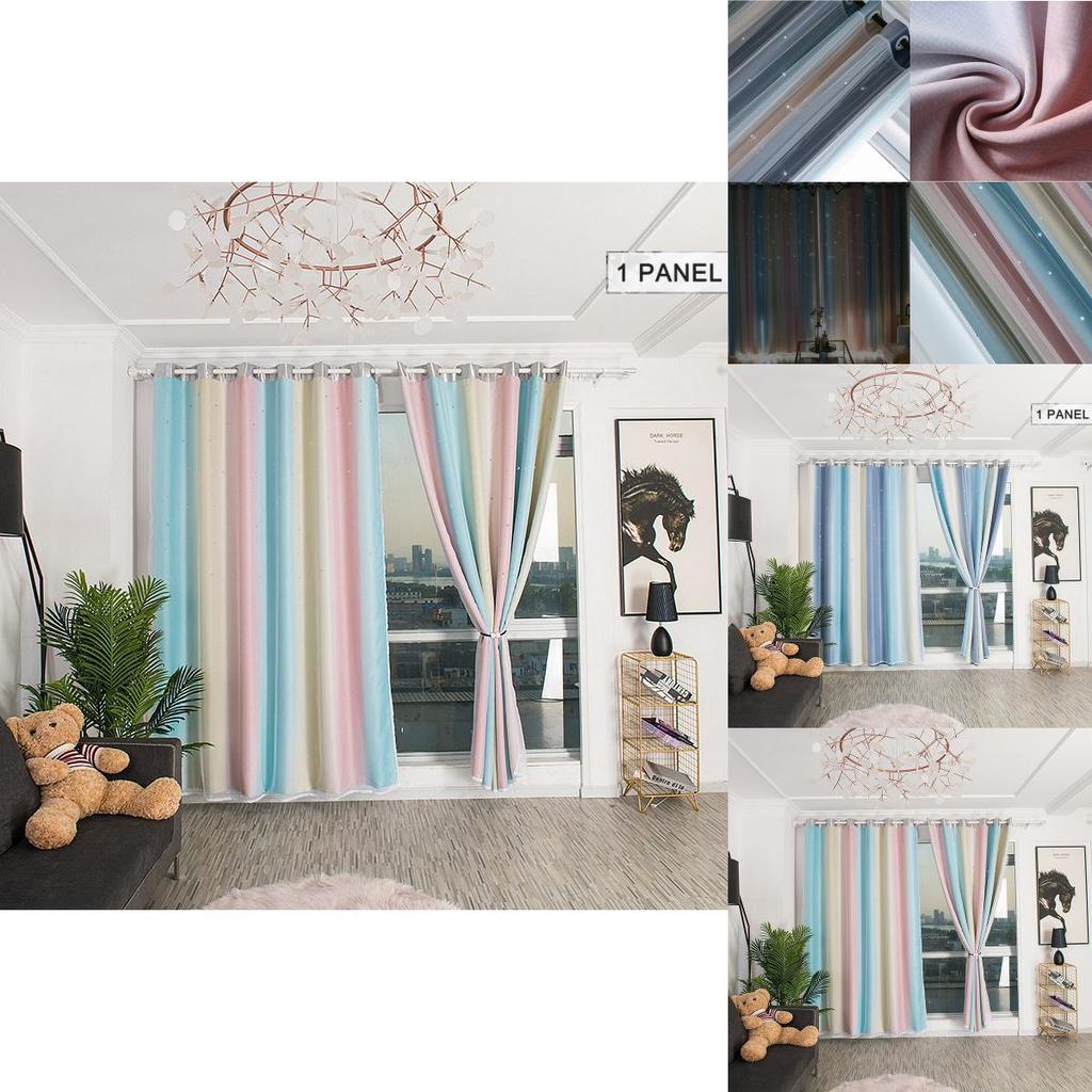 Elegant 2 Layer Stars Window Curtain Featuring Luxurious Blackout And Tulle Drapes