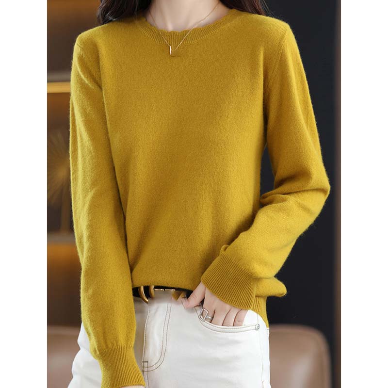 Women's Fashion Sweaters Casual Solid Color Print Autumn Winter Long Sleeve O Neck Loose Pullovers