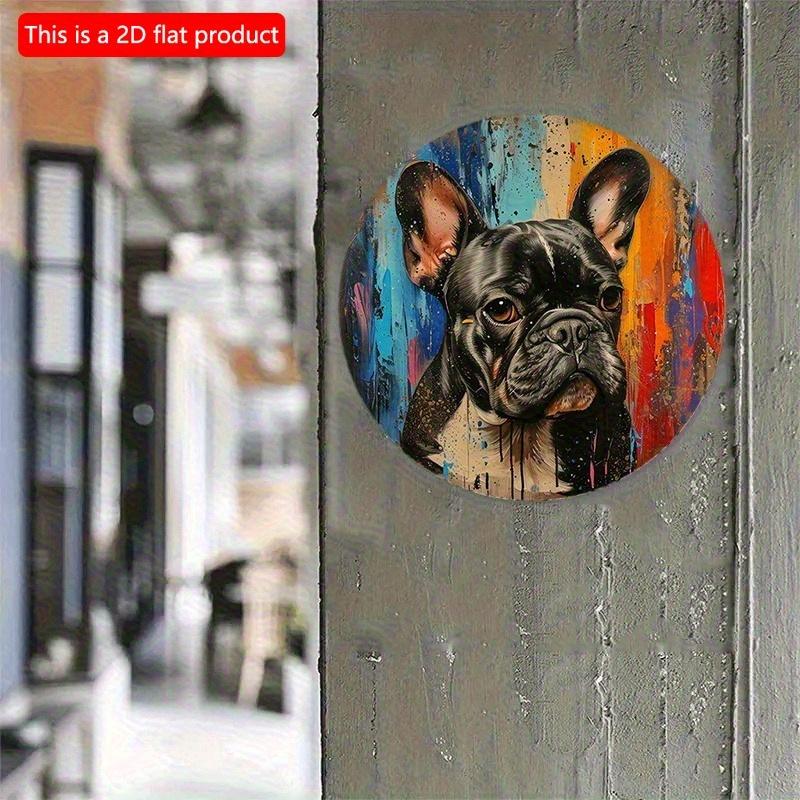 2d Flat 20*20cm, in Spring Wooden Sign, Round Wreath Decorative Sign, Mother's Day Gifts French Bulldog Theme Decoration