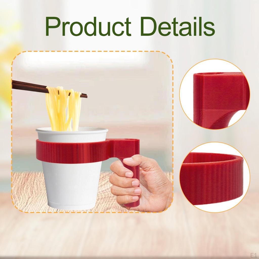 Instant Noodle Cup Handle Anti Scald Protection Versatile Practical Reusable with Fork Slot Soup