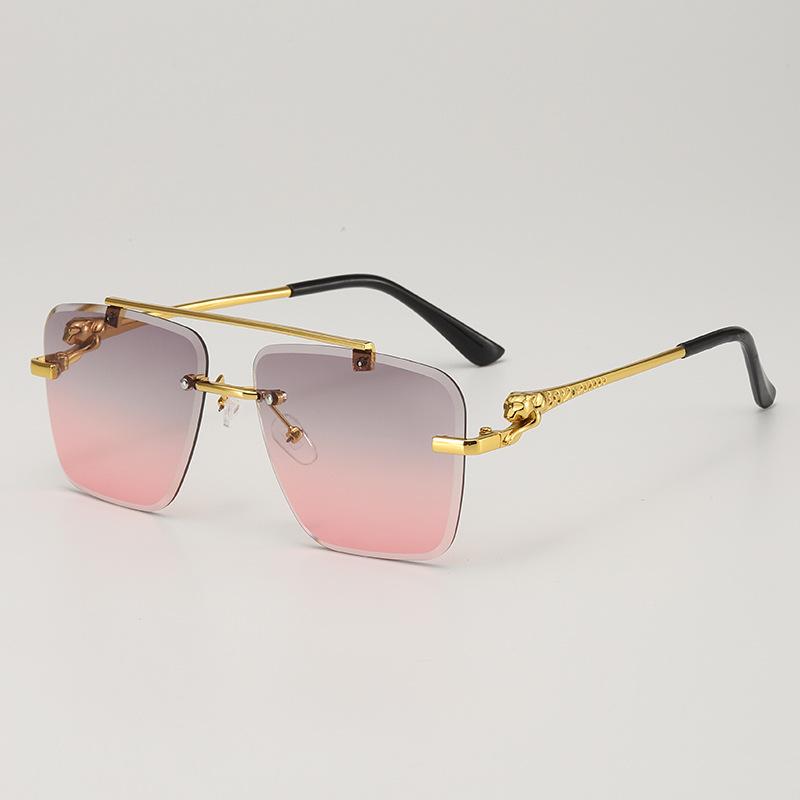JYL TS Rimless Sunglasses With Leopard Pattern UV Protection For Photo Shooting 90229