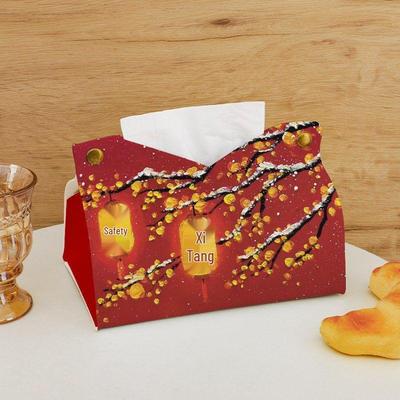 New Year Blessings Red Tissue Box: Festive Good Omen for a Peaceful and Joyful Living Room