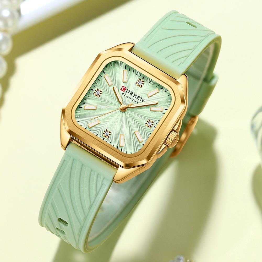 CURREN Fashion Square Women Watches Casual Silicone Strap Quartz Watch for Girls Clock Reloj Mujer With Box