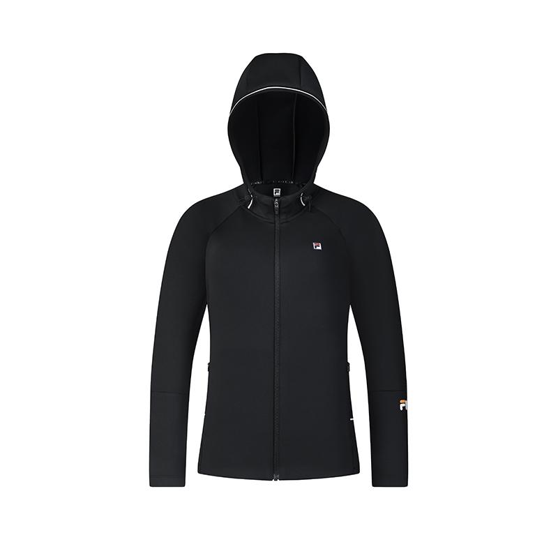 FILA Athletics Tennis Versatile Zip-Up Hoodie Women hoodies Dark-Flow-Black A51W513501FBK