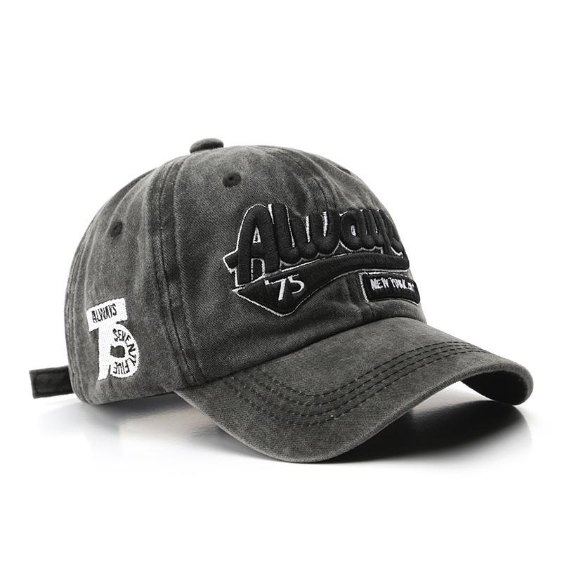 Washed and Embroidered Duck Tongue Hat for Men Outdoor Fashion Personality Street Women Sunshade Baseball Hat