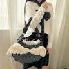Y2k Polka Dot Wing Tote Bag Double-sided Lace Trim Shoulder Bag Large Capacity Harajuku Style Canvas Handbag Cute Casual Purse