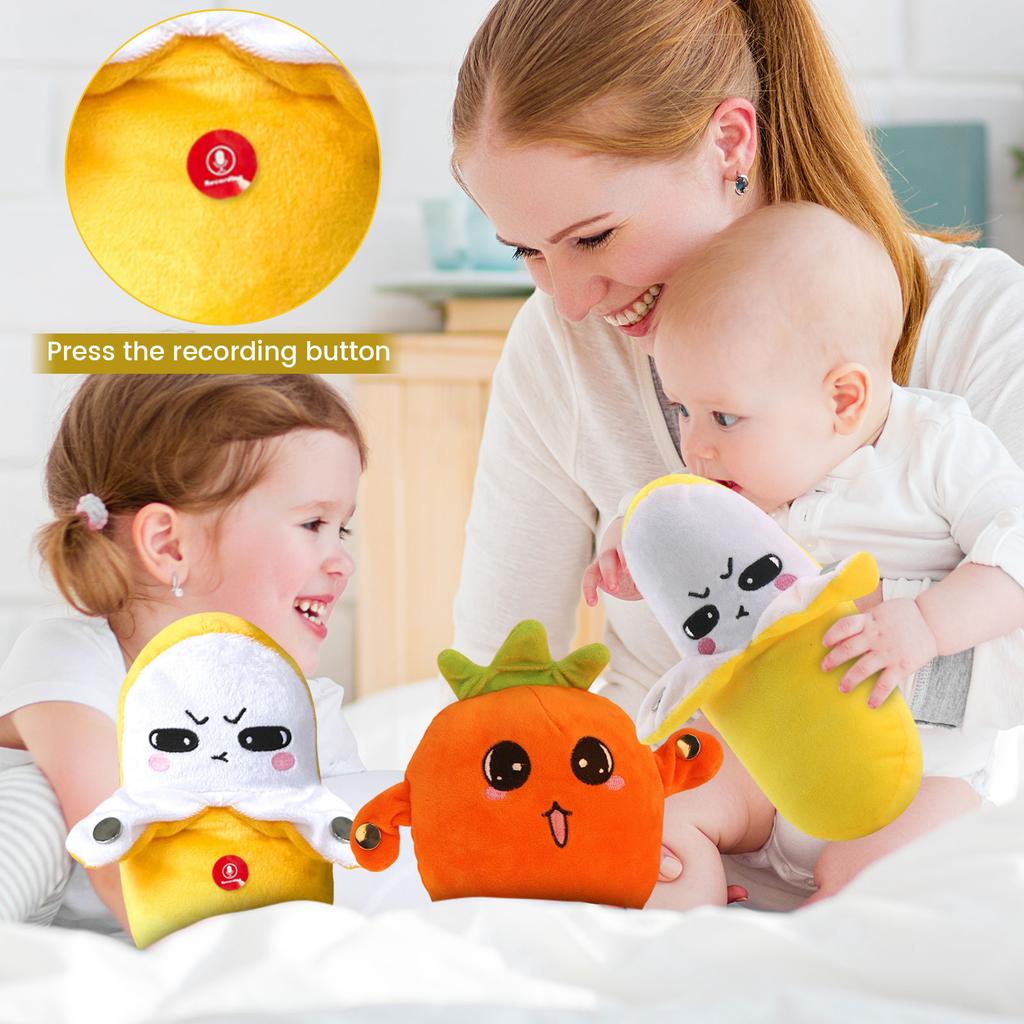 Plush Stuffed Toy Interactive Musical Banana Shape Soft Fabric Sensor Activated Sound Producing Kids Friendly Educational Plaything