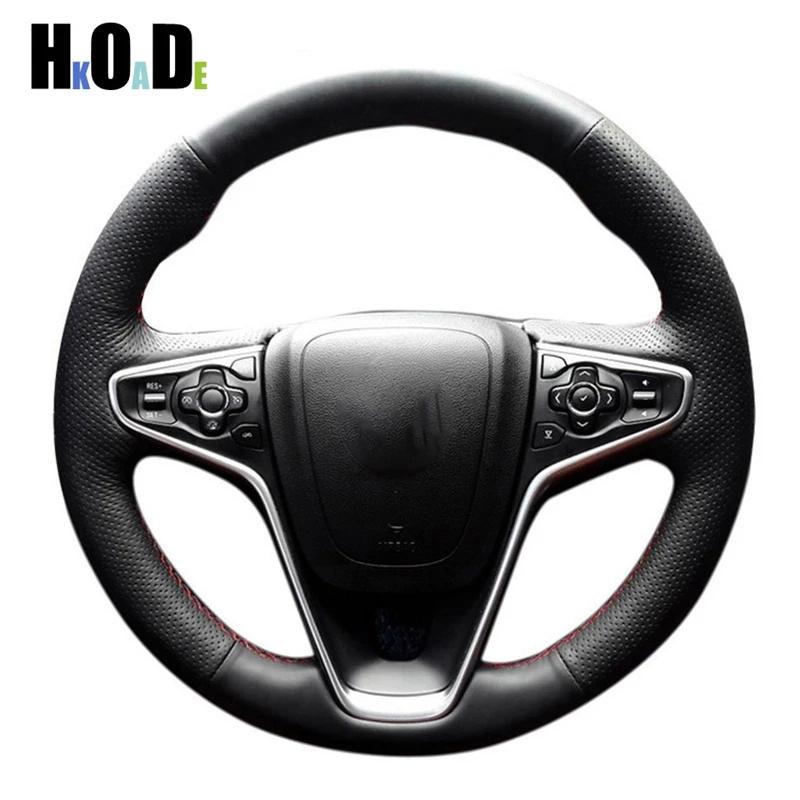Artificial Leather Steering Wheel Cover DIY Black Hand-sewing Car Steering Wheel Covers for Opel Ignia 2014 2015 Buick Regal