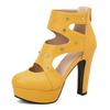 Fashion Women Sandals Round Toe Chunky Heels 12cm Platform 3.5cm Zipper Crystal Plus Size 48 49 50 Party Shoes