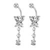 Rhinestone Zircon Navel Ring Stainless Steel Belly Button Ring Fashion Body Piercing Jewelry  Women