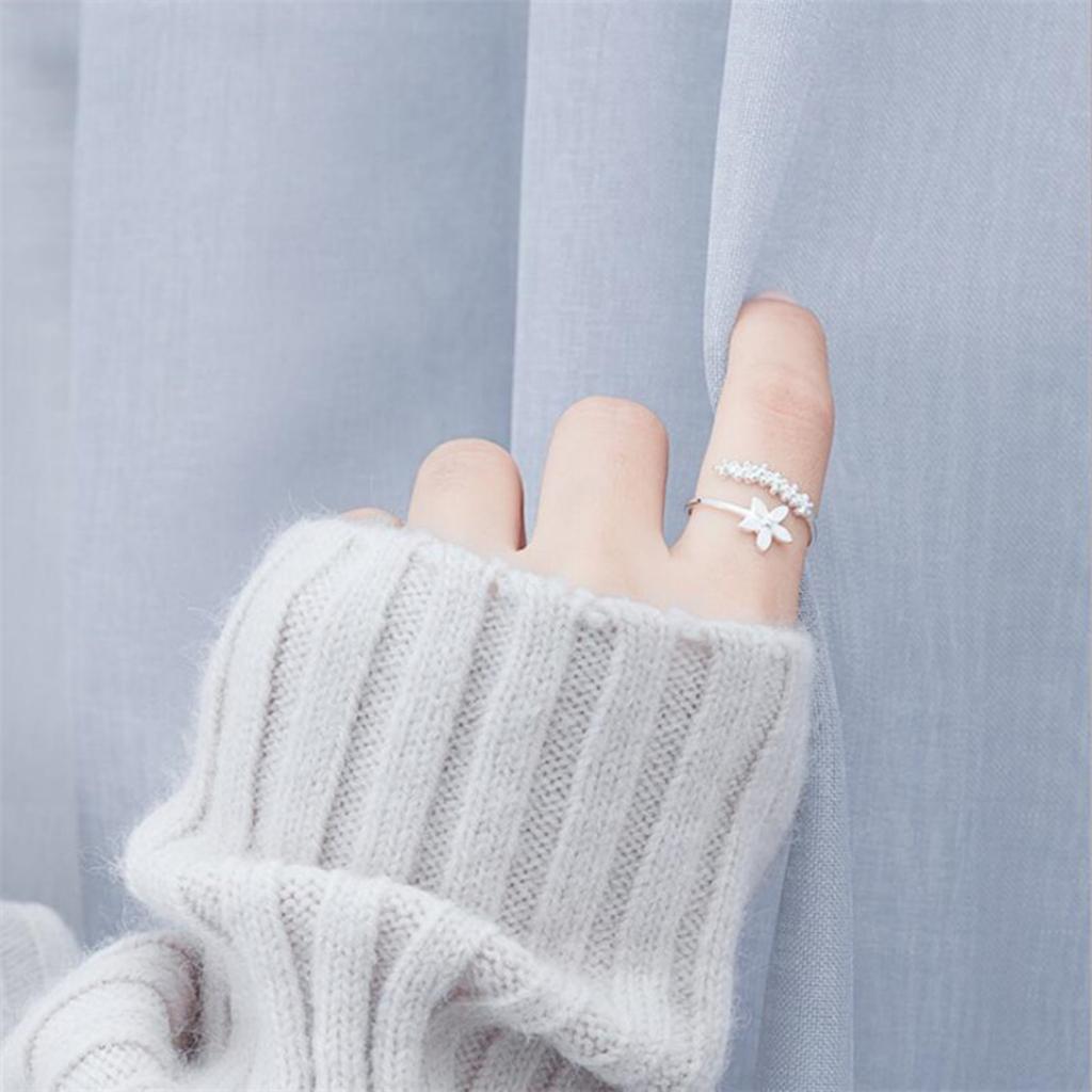 Romantic Silver Color Flower Finger Rings For Women Men Temperament Little Cherry Blossom Floral Open Ring Fashion Party Jewelry