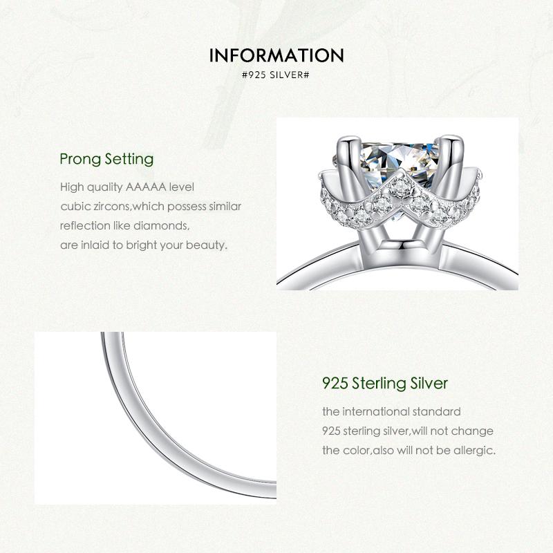 Modian 925 Sterling Silver Classic Round Clear CZ Wedding Brand Finger Rings Platinum Plated Statement Jewelry For Women