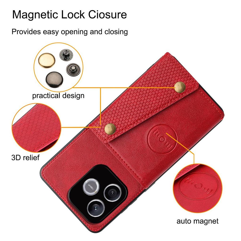 PU Leather Wallet Phone Case for HONOR 600 Lite Multiple Card Slots Dual Metal Button Closure Shockproof Full‑Body Protective Cover