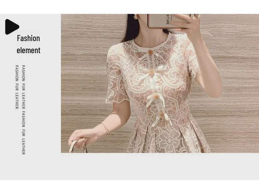 2024 Summer French Lace Princess Dress: Light Luxury, Retro Waist Design
