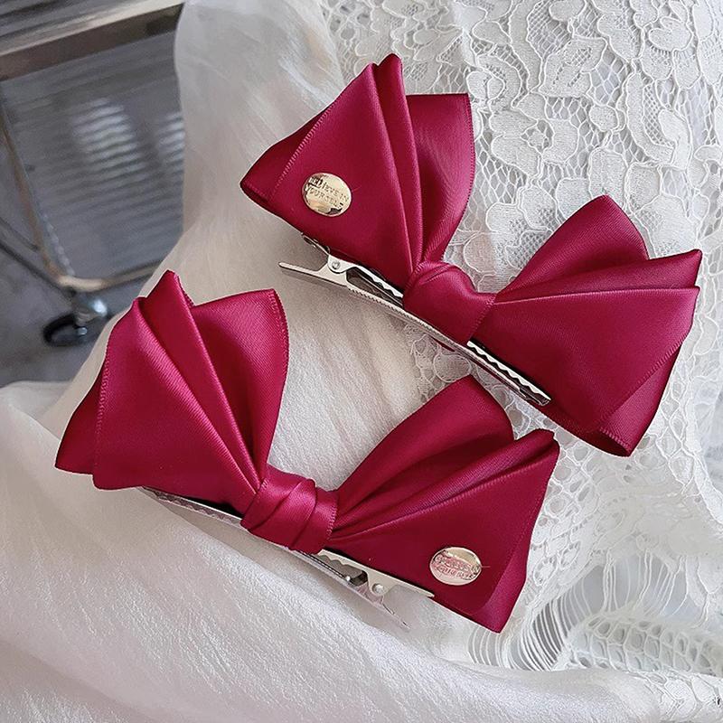 2Pcs  Bow Hair Clips For Women Vintage Bowknot Side Hairpin Cute Girls Barrettes Headdress Hair Accessories