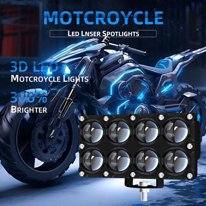 1/2 Pcs 8 Lens Auxiliary Motorcycle Spotlight Working Fog Lights Headlight Driving Spot Lamp - 32W/9-80V