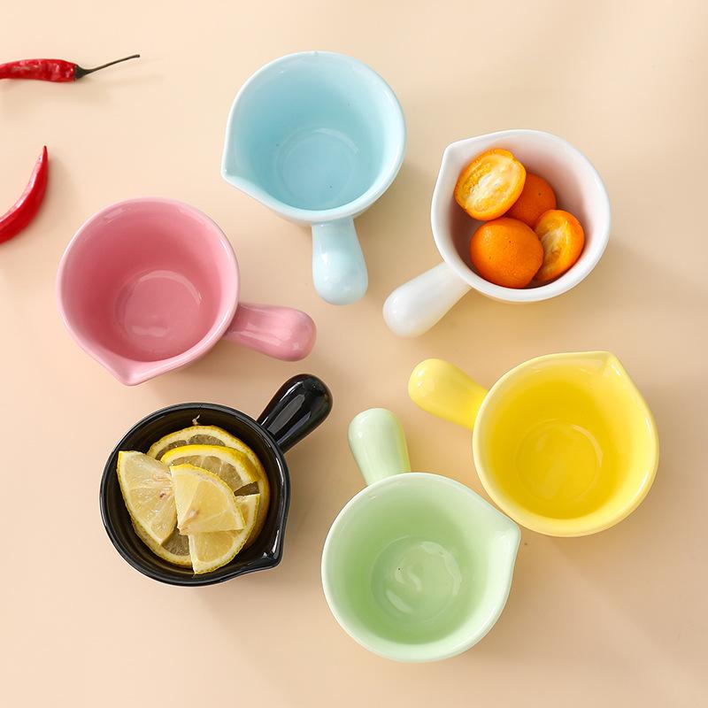 Keramischer Kaffee-Milchkrug mit Griff Kleine Milchtasse Steaksoßenbecher Milchlöffel Schnabeltasse Runde Zuckerdose Kaffeeutensilien