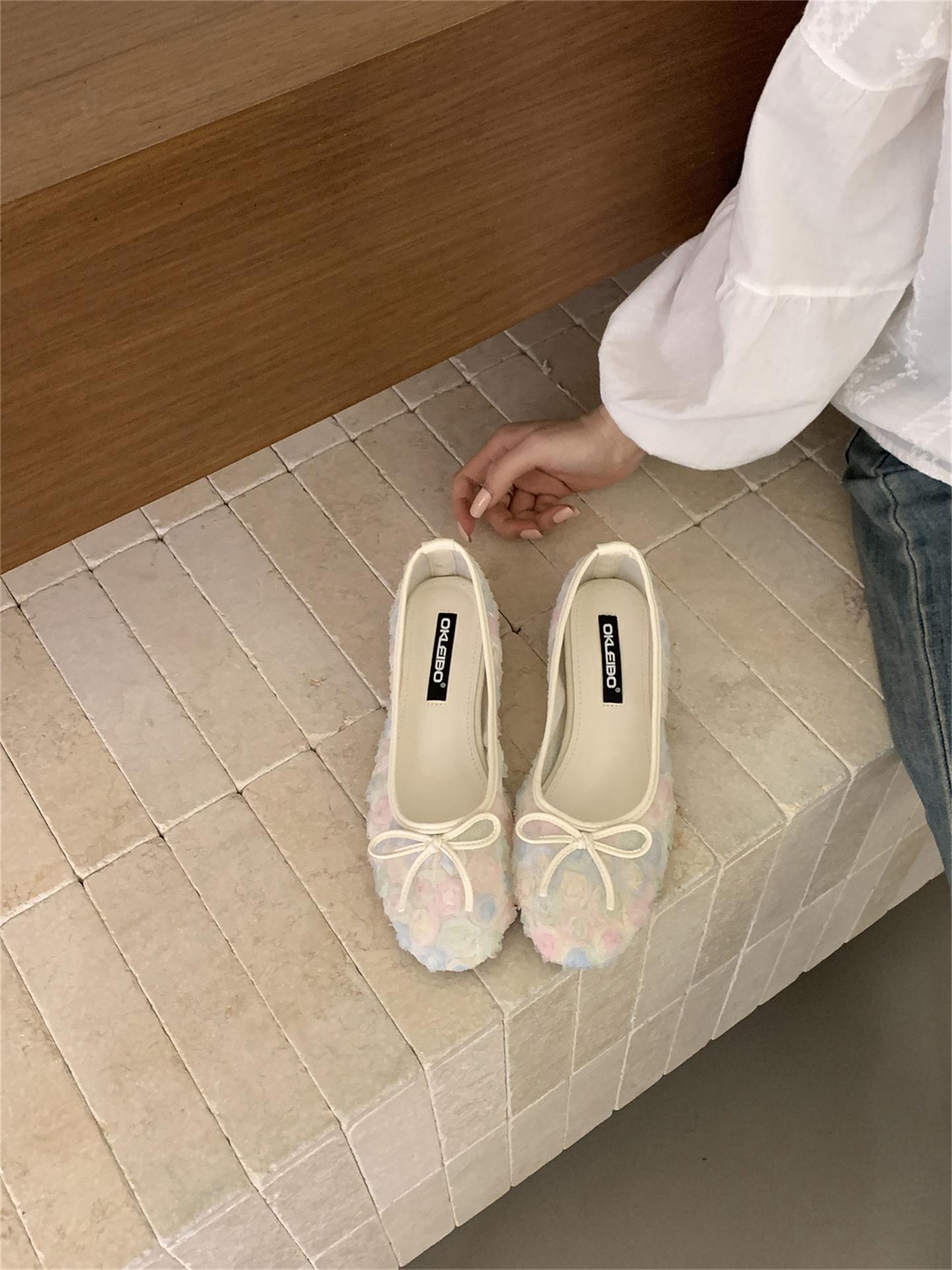 

French Fairy Wind Lace Bow Shallow Mouth Inner Height Increase Women S Single Shoes Versatile Soft Sole Spring 39