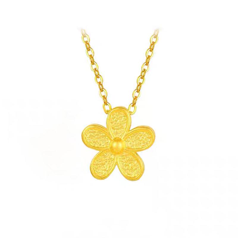 999 Gold Peach Blossom Pendant - Pure Gold 3D Hard Gold Bracelet Accessory