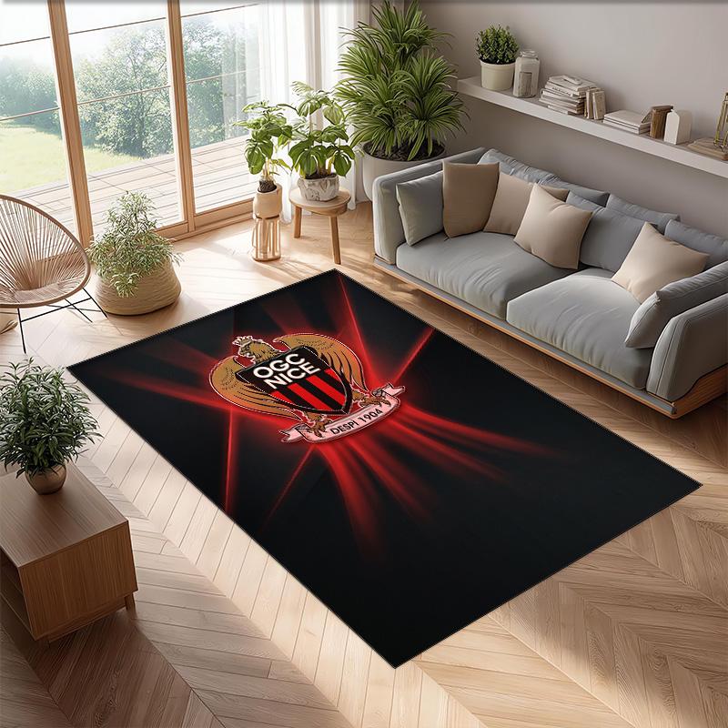 OGC Nice FC Soccer Football Pattern Soft Area Rug Non Slip Indoor Floor Carpet Sports Decor Mat for Bedroom
