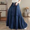 DIMANAF 2026 Autumn Winter New Plus Size Women Elastic Waist Denim Skirt Vintage Casual Long Skirt with Pockets Jeans