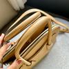 [Pre-Owned] Khaki Leather Crosshatch Shoulder Bag - Very Good #ANLAY9