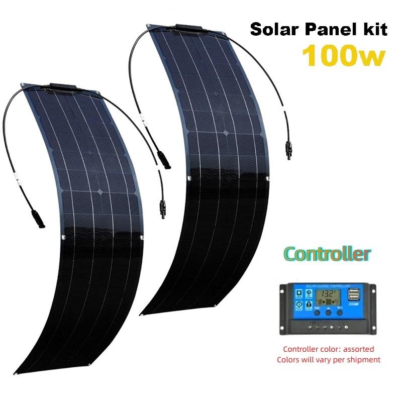 Pannello Solare 50W/100W Monocristallino Flessibile Kit Pannello Solare Sistema Caricabatterie
