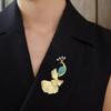 Blue Crane Brooch - Elegant Peacock Enamel Brooch - Luxurious Accent Pin