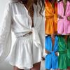 2026 Spring Women's Lace-up Solid Color Casual Top and Shorts Set