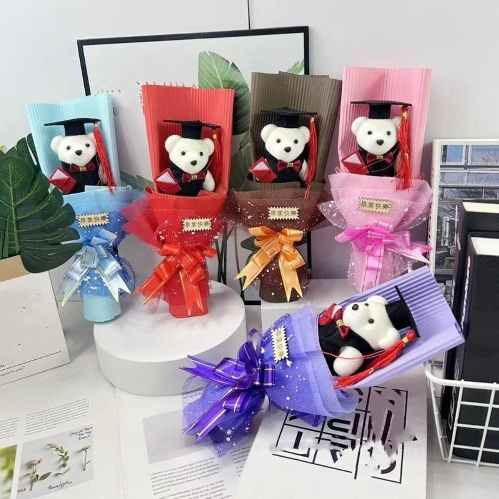 Animal Graduation Bear Bouquet Simulated Stuffed Simulated Bear Plush Toy Bouquet  Birthday