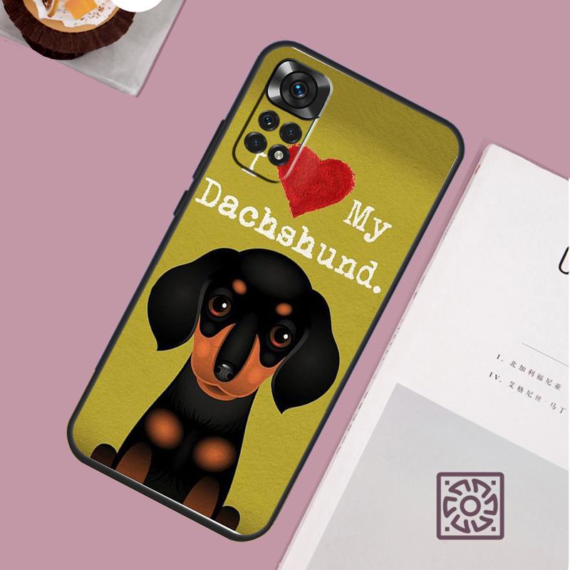 Cartoon Dachshund Sausage Dog Case For Xiaomi Redmi Note 12 11 8 9 10 13 Pro 12S 11S 10S 9S Redmi 13C 9C 10C 12C Cover
