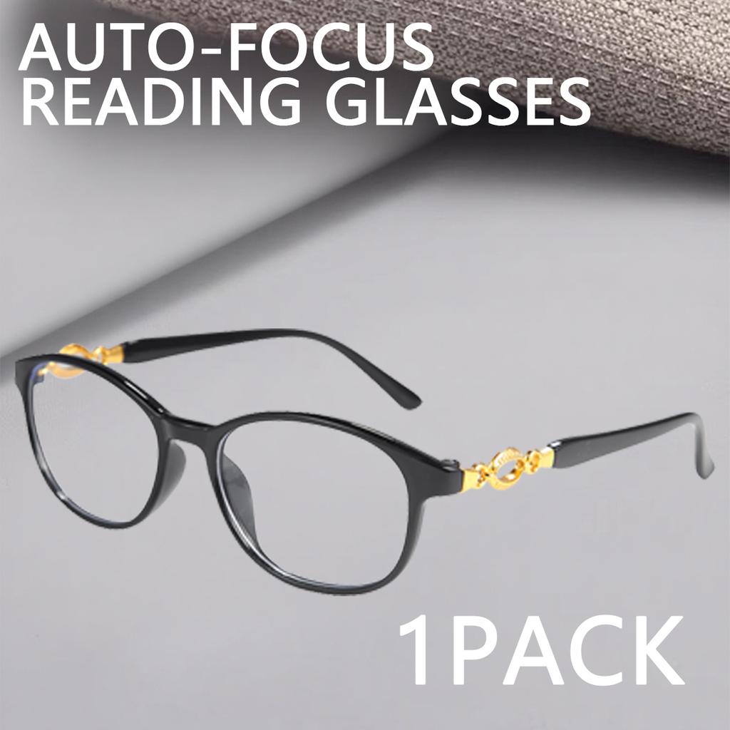 1pack Auto-Focus Bifocal Reading Glasses - HD Resin Lenses Blue Light Blocking Metal Hinge for Men & Women