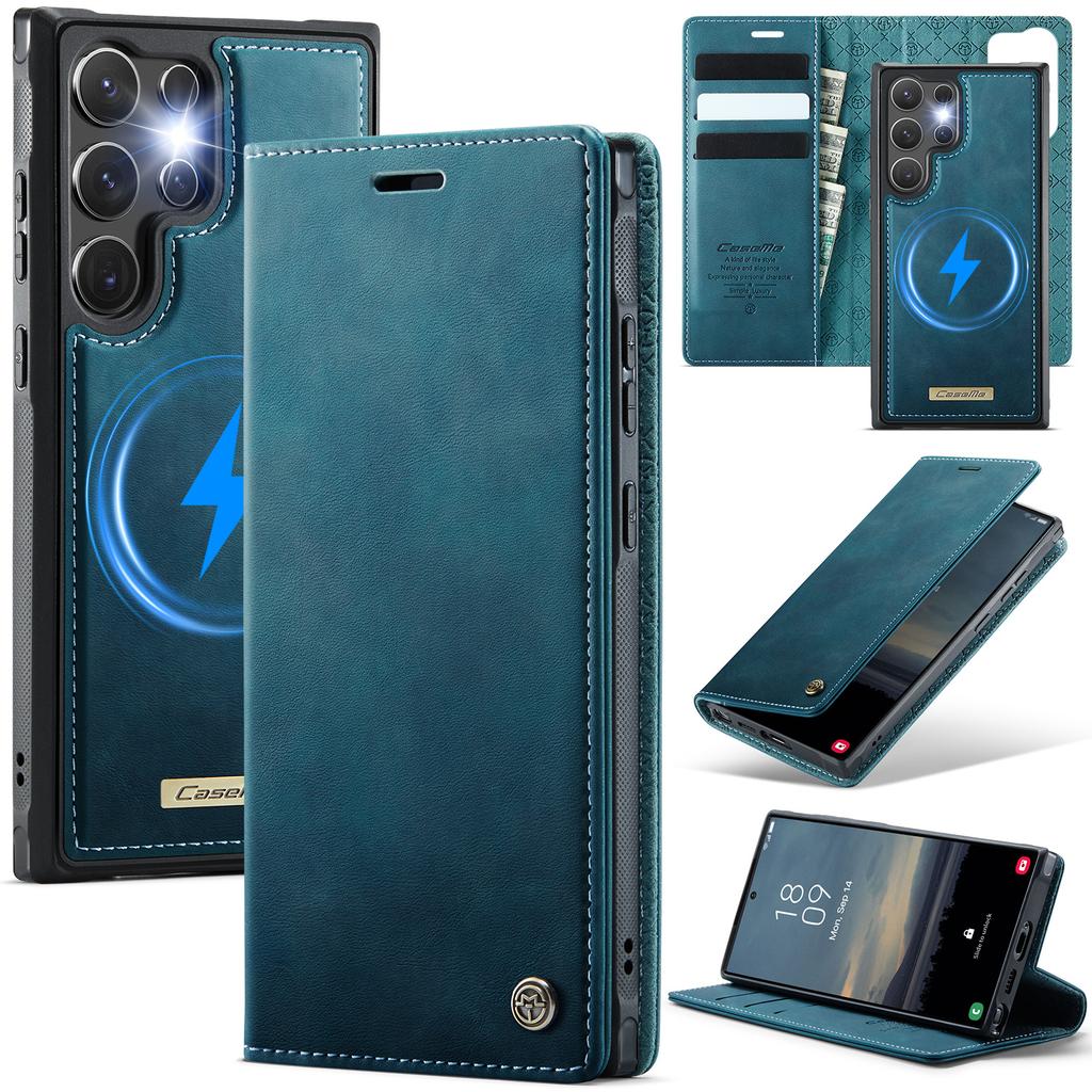 For Magsafe Charging Wallet Cards Leather Case For Samsung Galaxy S25 S24 S23 Ultra S22 S21 S20 2 in 1 Detachable Flip Cover