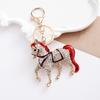 Keychain Pendant Sparkling Rhinestones Horse Design Metal Keyring Decorative Key Holder Friends Bag Decoration