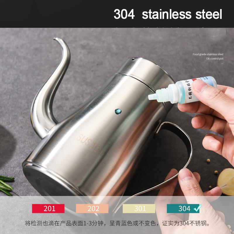 304 Stainless Steel Oil Pot Kitchen Oil Bottle Oil Tank Pot Household Edible Oil Pot Large Oil Tank Oil Pot Pouring Oil Bottle