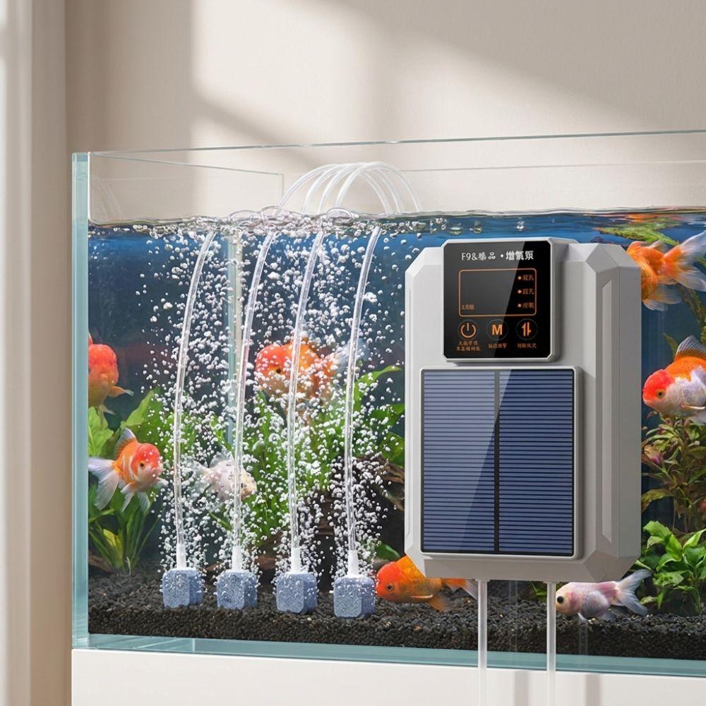 Large Air Volume Solar Oxygen Pump Super Silent Aquarium Air Pump Live Fish Aerator