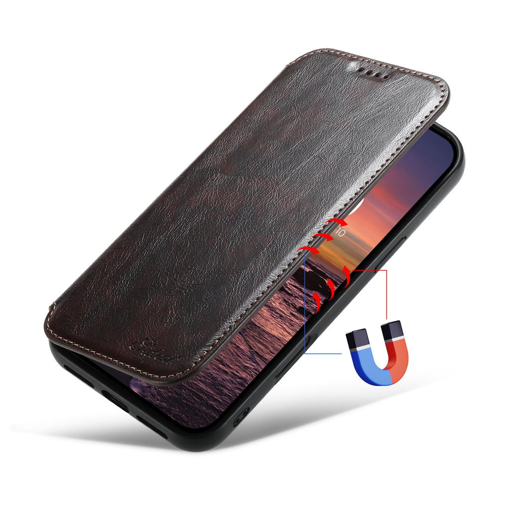SUTENI J05 For iPhone 16 Deksel Kompatibelt med MagSafe Teksturert PU-skinn Flip-telefondeksel